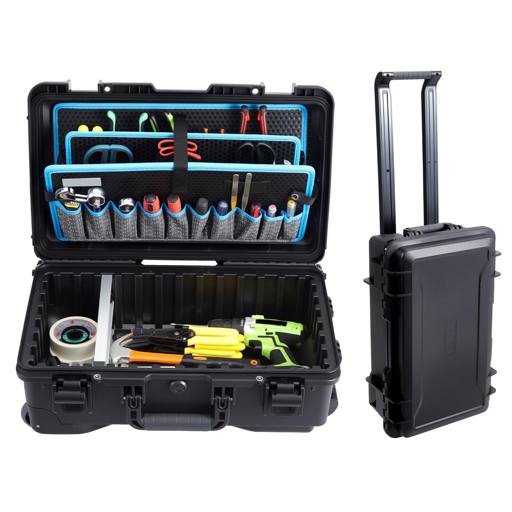 Garvee Mobile Tool Station, 4-Layer Rolling Tool Box with Adjustable Dividers, Waterproof 220lbs Load Capacity Tool Organizer for Jobsite Garage Field Work, Medium