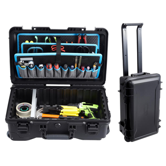 Garvee Mobile Tool Station, 4-Layer Rolling Tool Box with Adjustable Dividers, Waterproof 220lbs Load Capacity Tool Organizer for Jobsite Garage Field Work, Medium