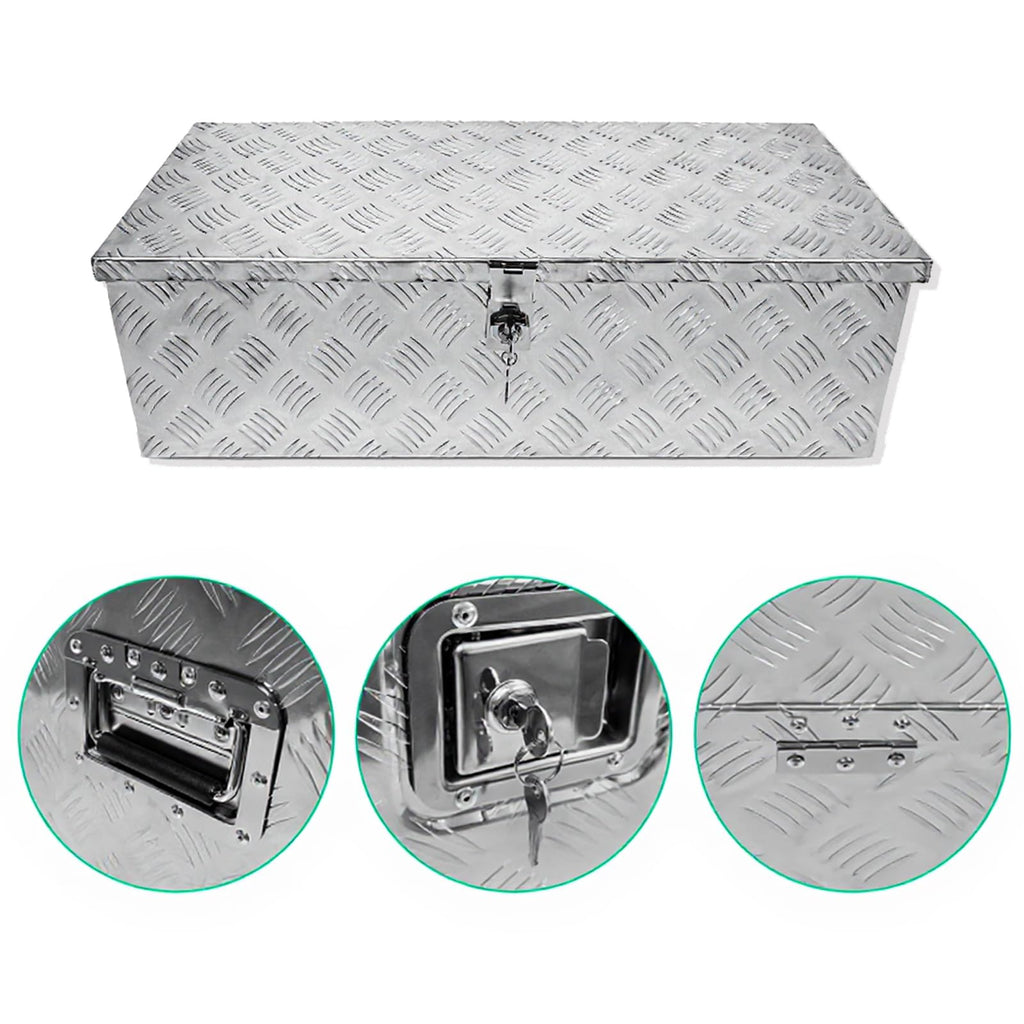 Garvee 30 Inch Aluminum Truck Tool Box, Diamond Plate, Rectangle, Silver, With Lock & 2 Keys, Versatile Storage for Pickup, Trailer, ATV