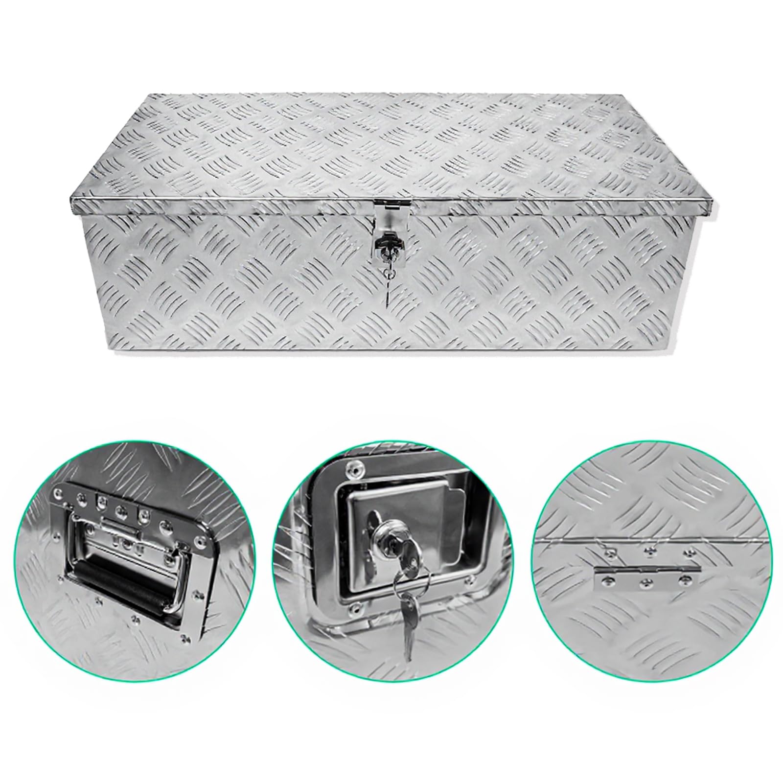 Garvee 30 Inch Aluminum Truck Tool Box, Diamond Plate, Rectangle, Silver, With Lock & 2 Keys, Versatile Storage for Pickup, Trailer, ATV