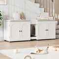 Garvee Cat Litter Box Enclosure, 55.1" Double Litter Box Furniture Large Cat Box Enclosure Kitty Litter Box for 2 Cats Hidden Cat Litter Cabinet Double Cage with Cat Litter Pad, White | Oval