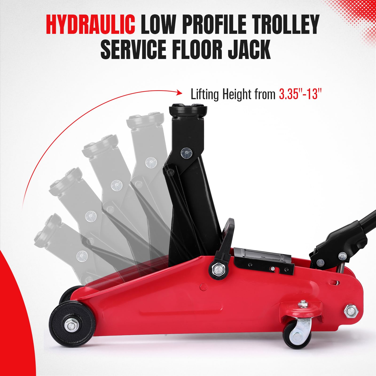 Garvee 2 Ton Hydraulic Floor Jack Portable Car Lift Jack Heavy Duty Steel 3.35-13 Inch Range