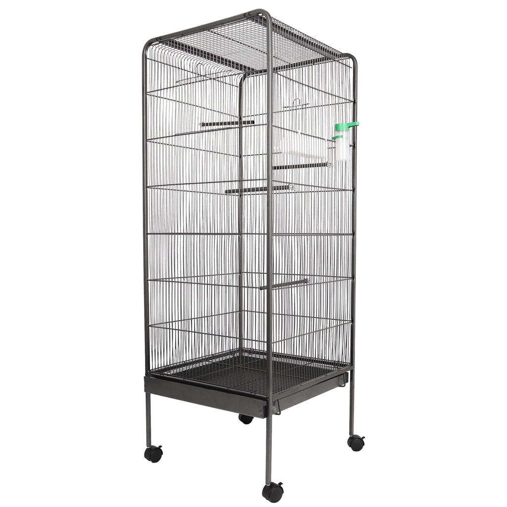 Garvee Steel Bird Cage With Rolling Stand Plastic Feeder PP Slide-out Tray Large Flight Cage For Parrots Parakeets Cockatiels Pigeons Lovebirds Antique Gray