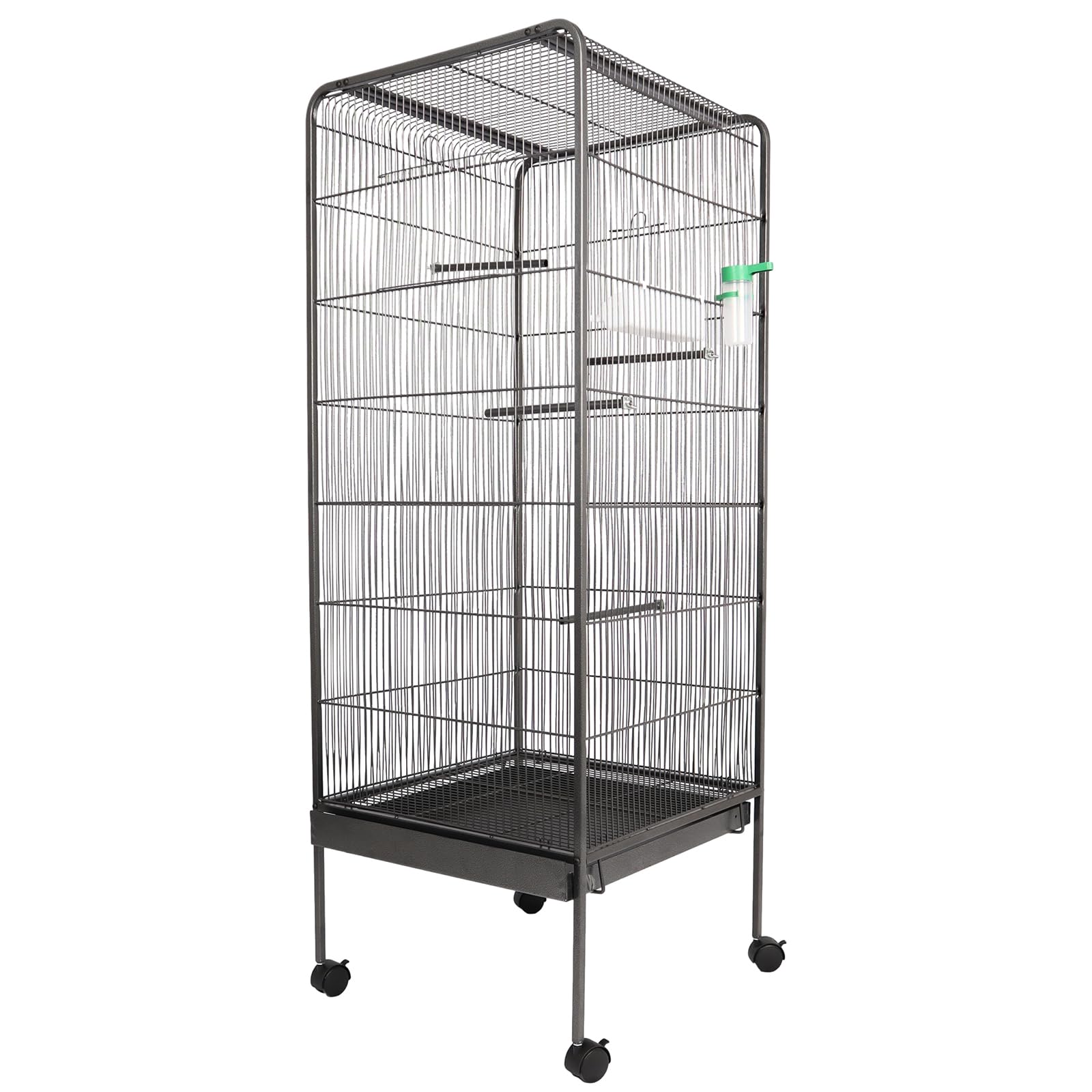 Garvee Steel Bird Cage With Rolling Stand Plastic Feeder PP Slide-out Tray Large Flight Cage For Parrots Parakeets Cockatiels Pigeons Lovebirds Antique Gray