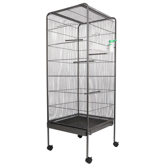 Garvee Steel Bird Cage With Rolling Stand Plastic Feeder PP Slide-out Tray Large Flight Cage For Parrots Parakeets Cockatiels Pigeons Lovebirds Antique Gray