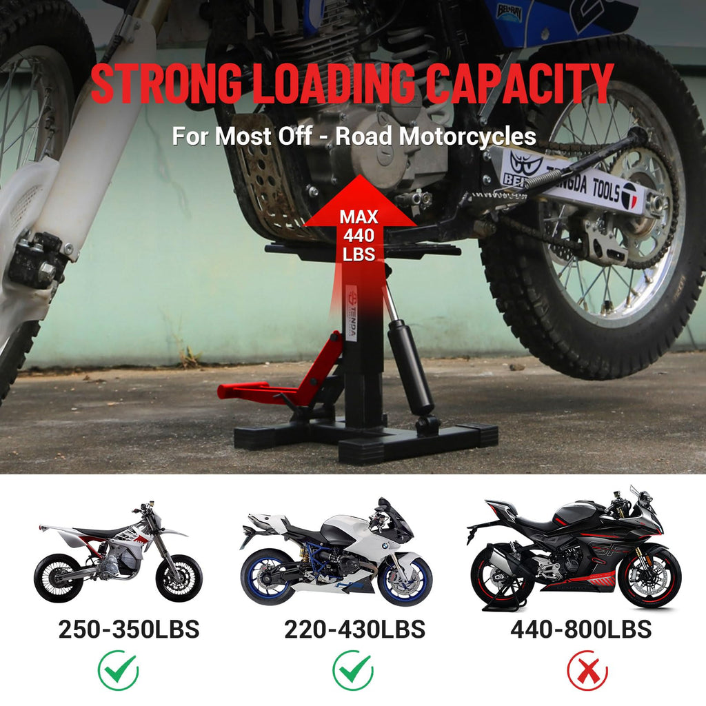 Garvee Dirt Bike Lift Stand, Hydraulic Motorcycle Lift Stand 440 Lbs Capacity, Adjustable Height Hoist Table, for Dirt Pit Bike Repair, Maintenance, Motorbike Repair Accessories Tools