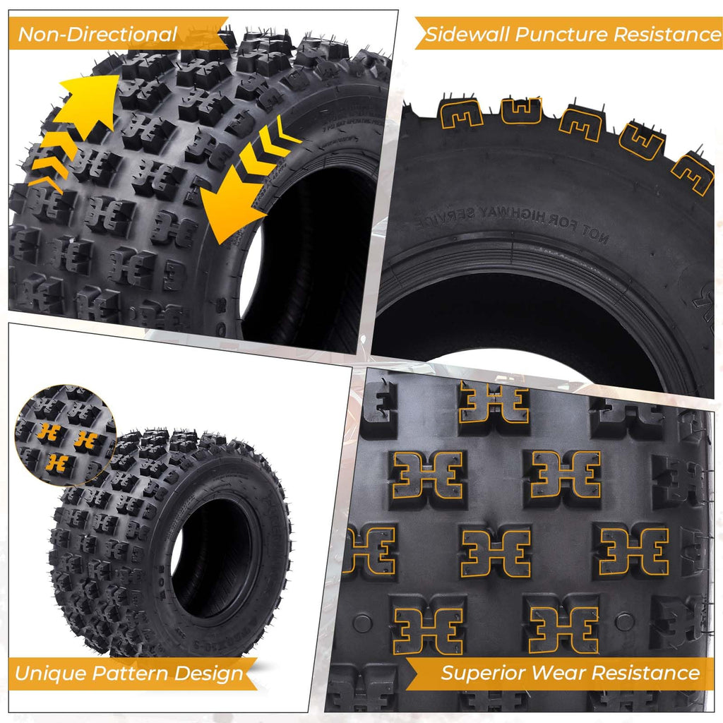 Garvee Set of 4 ATV UTV Tires Front 21x7-10 & Rear 20x10-9 6PR TL Black Durable Off-Road