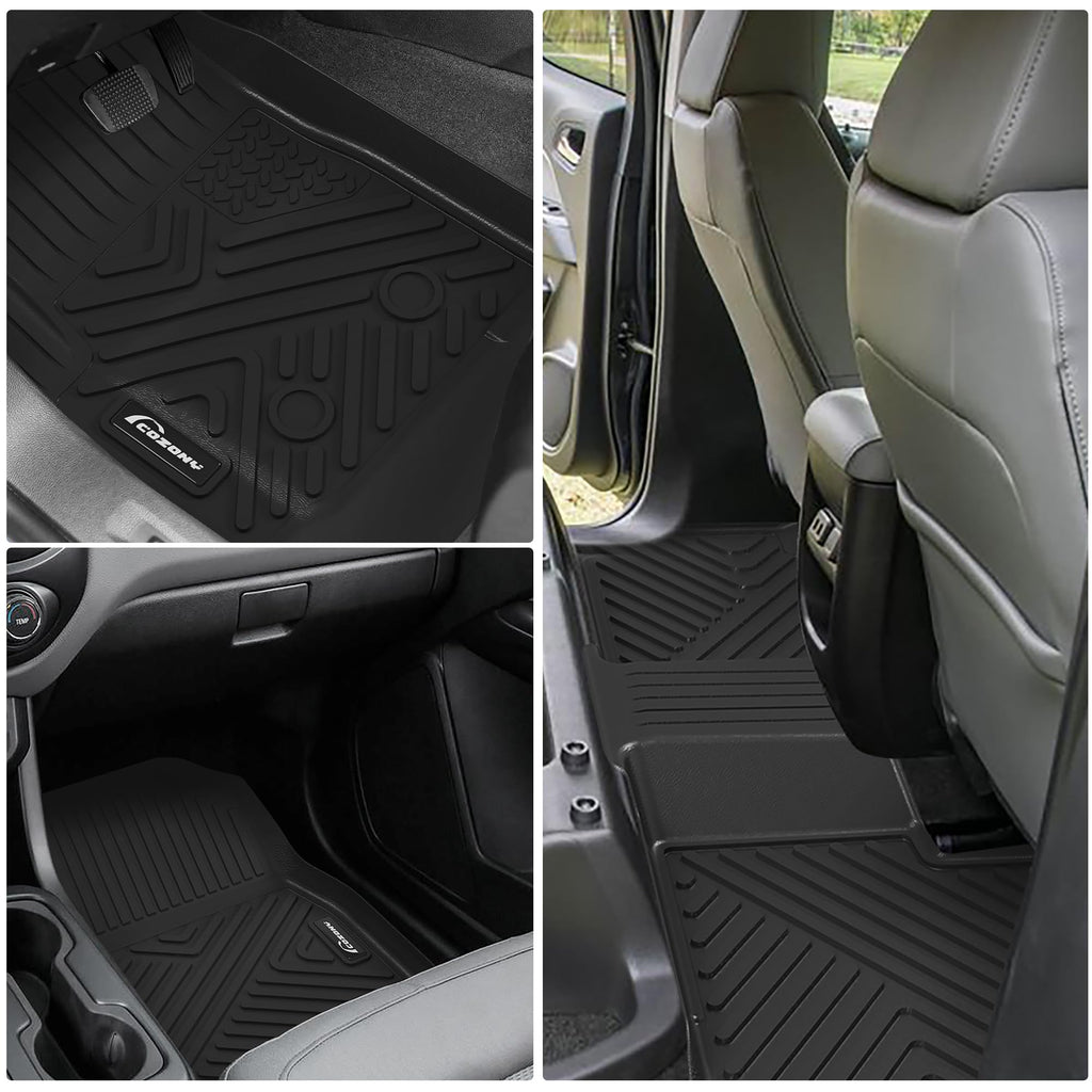 Garvee Custom Fit Floor Mats Compatible with 2023 2024 Chevrolet Chevy Colorado Crew Cab & 2023 2024 GMC Canyon, Black TPE All-Weather Car Floor Liners, Front & Rear Row Set