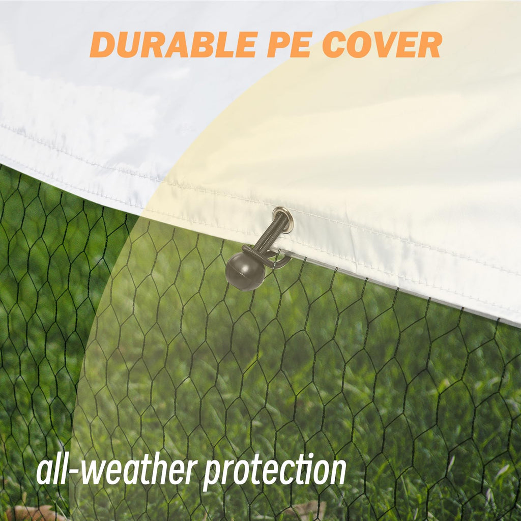 Garvee Chicken Coop, Large Metal Chicken Coop Run for Yard Outdoor Walk-in Hen House with Waterproof Cover, Farm Poultry Cage, Duck, Goose, Chicken, Rabbit (19.7x9.8ft)