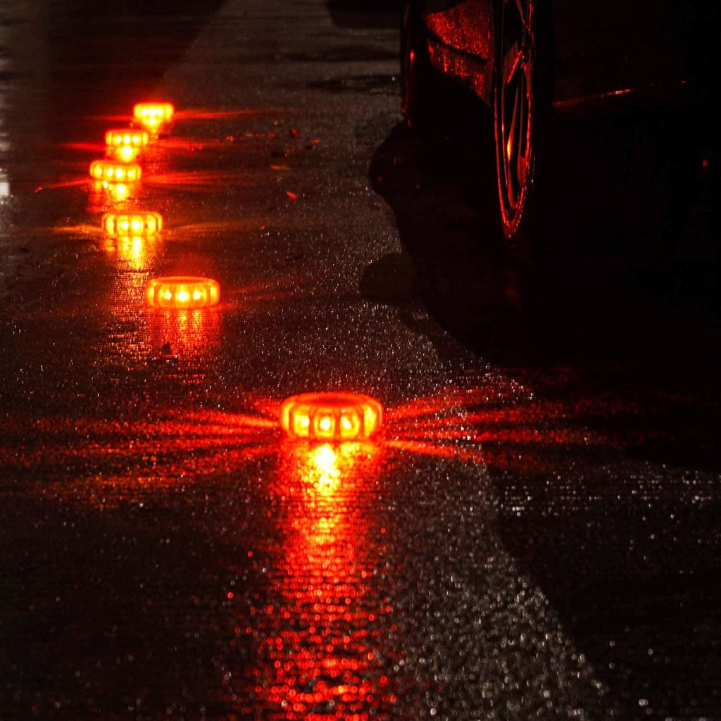 Garvee 3 Pack USB Rechargeable LED Road Flares Emergency Lights Roadside Safety Beacon Disc Flashing Warning Flare Kit with 1 USB Car Charger,Magnetic Base & Hook for Car Truck Boats (Batteries Included)