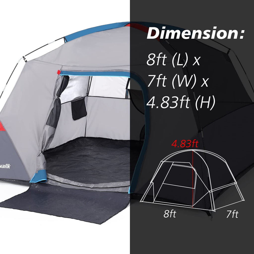 Garvee Camping Tent 4-5 Person Portable Waterproof Windproof | 190T PU Material | Instant Pop Up | UV Resistant | Hiking Backpacking Traveling Outdoor