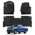 Garvee Floor Mats for 2017-2024 Ford F-250/F-350 SuperCrew Cab, All Weather TPE Truck Liners, Front & Rear Row, Black
