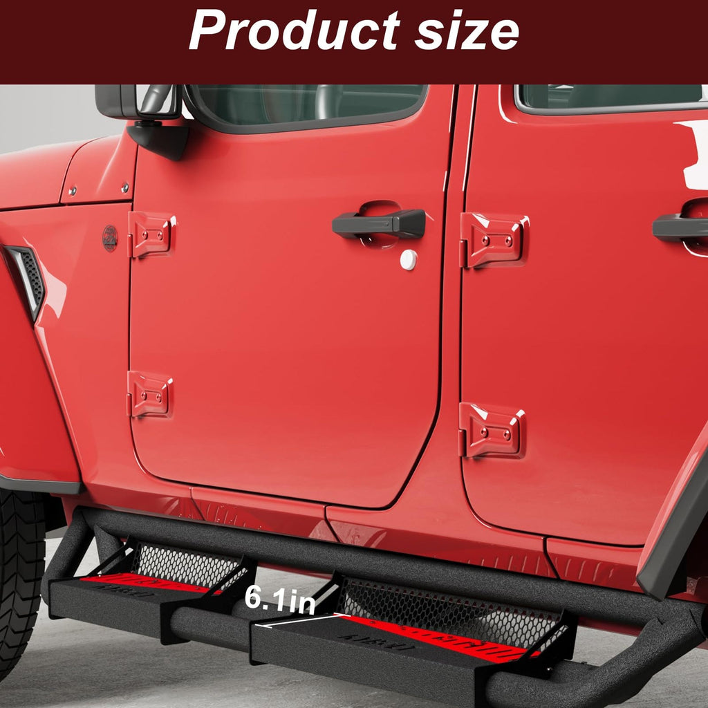 Garvee Running Boards Compatible with 2007-2018 Jeep Wrangler JK 4 Doors, 2007-2018 Rocker Bars for Jeep Wrangler JK,6 inch Steel Side Steps Nerf Bars for Jeep JK Body Protection