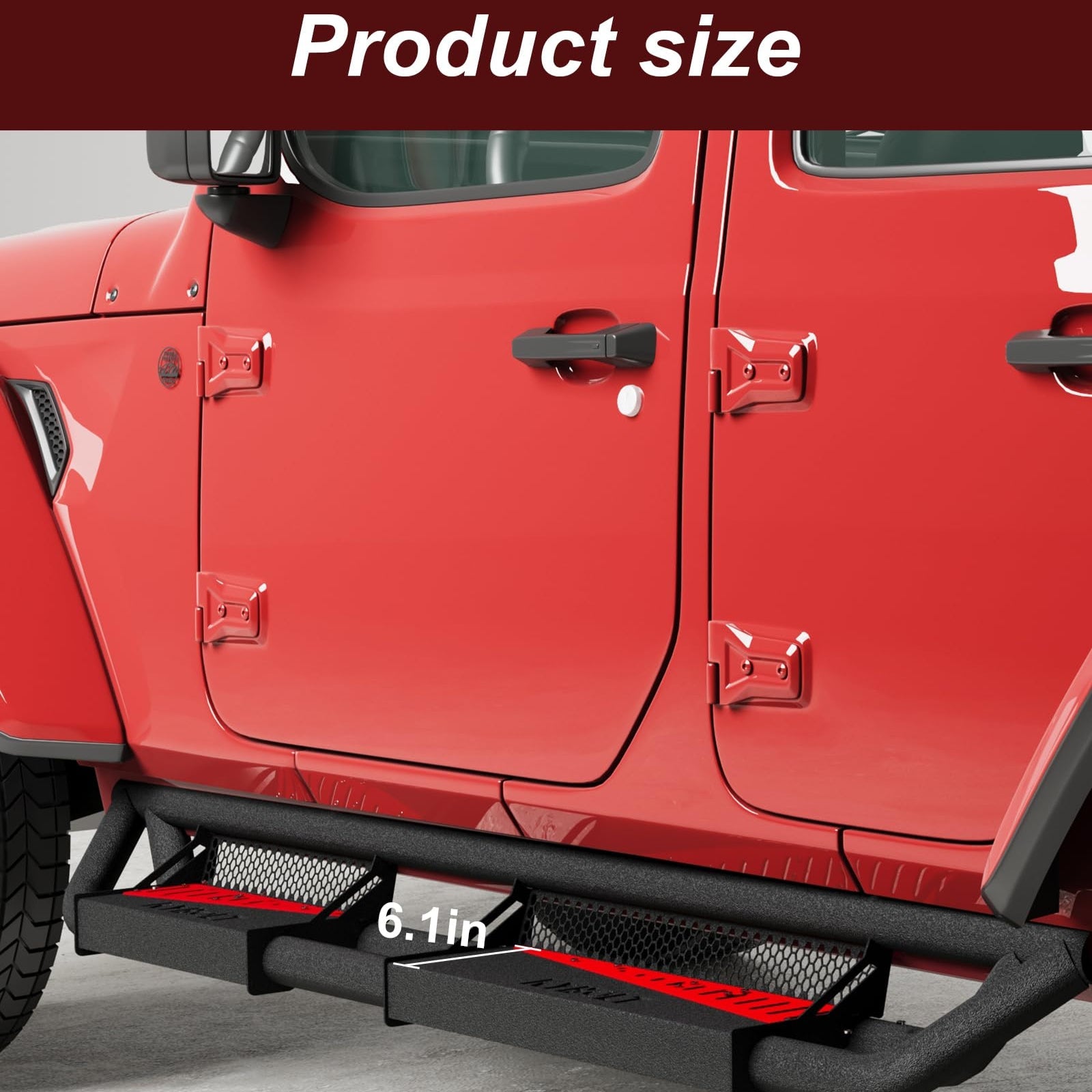 Garvee Running Boards Compatible with 2007-2018 Jeep Wrangler JK 4 Doors, 2007-2018 Rocker Bars for Jeep Wrangler JK,6 inch Steel Side Steps Nerf Bars for Jeep JK Body Protection