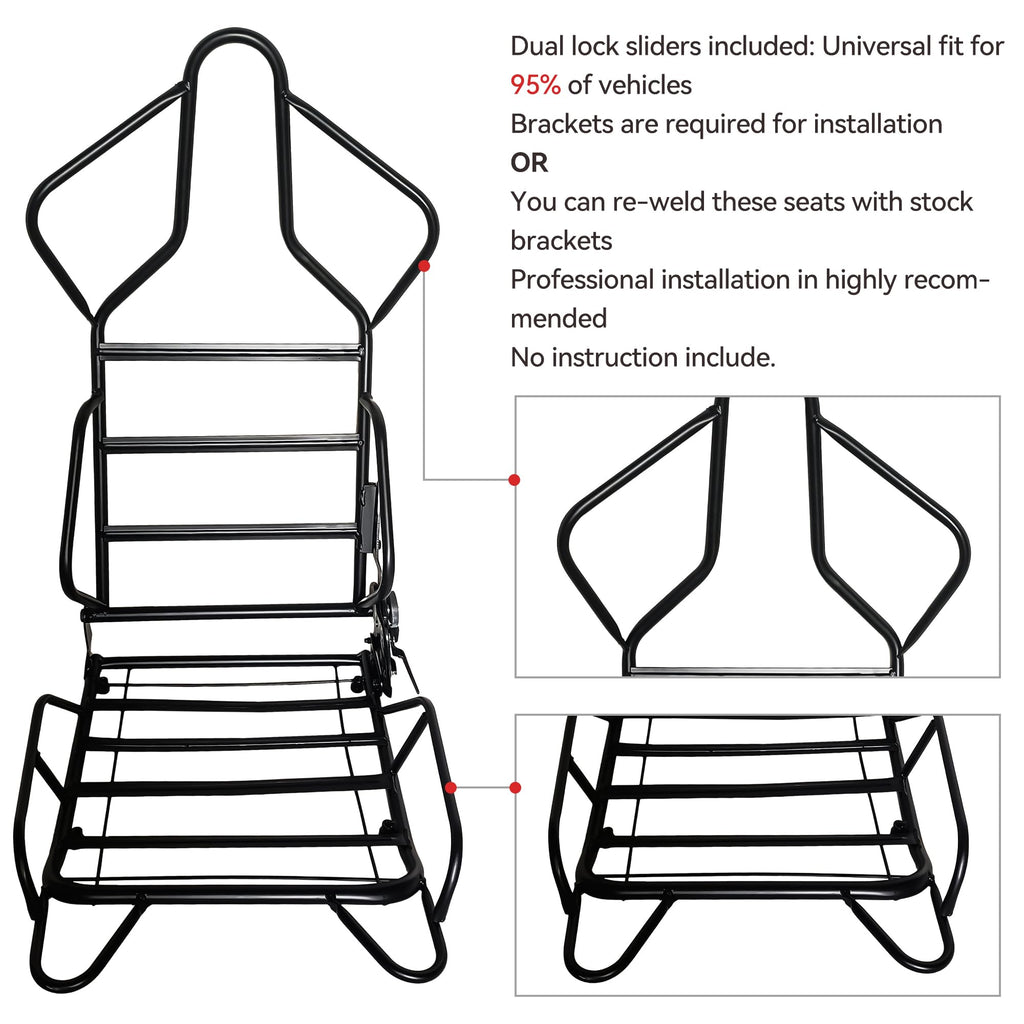Garvee 1 Piece Universal Racing Seats with Dual Lock Sliders, PU Leather, Racing Bucket Seats, 23.6"×19.7"×37.4", Red+Black Stitching Racing Seat, Passenger Side,Red