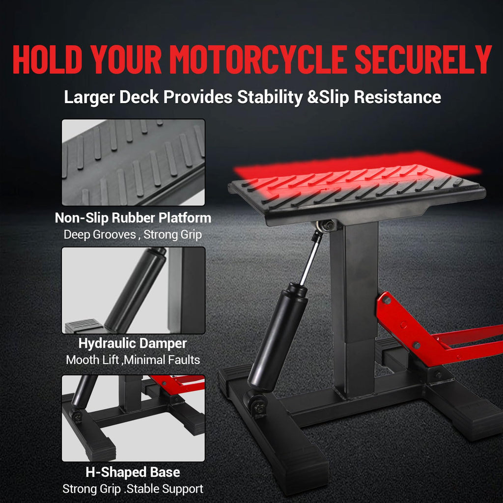 Garvee Dirt Bike Lift Stand, Hydraulic Motorcycle Lift Stand 440 Lbs Capacity, Adjustable Height Hoist Table, for Dirt Pit Bike Repair, Maintenance, Motorbike Repair Accessories Tools