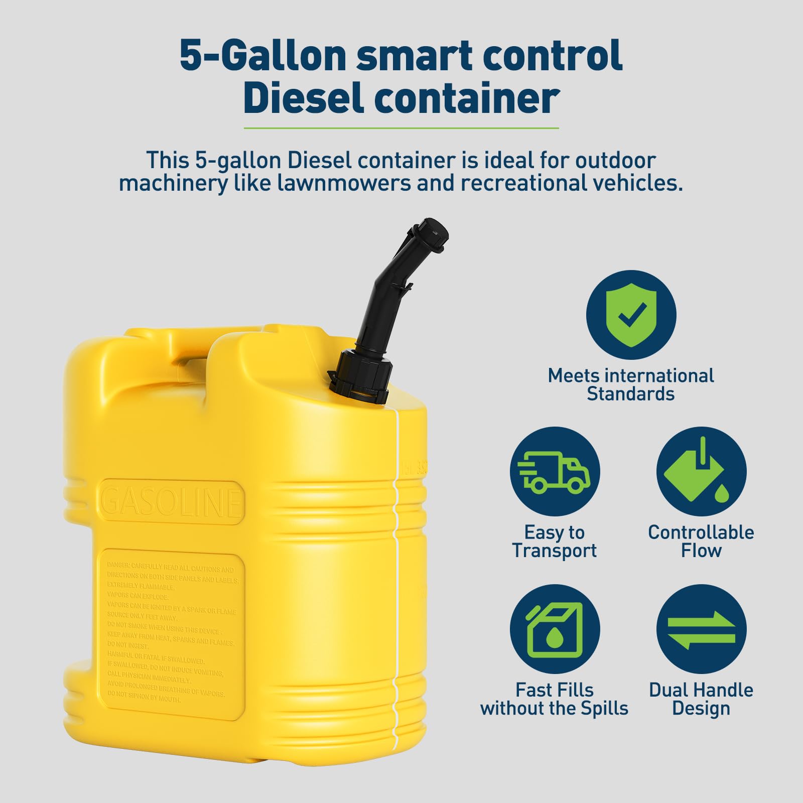 Garvee 5 Gallon Gas Can 2x Pack Heavy-Duty No-Spill Liquid Container with Level Gauge Air Release Valve Utility Storage Pail 15.4x7.1x11 Inch