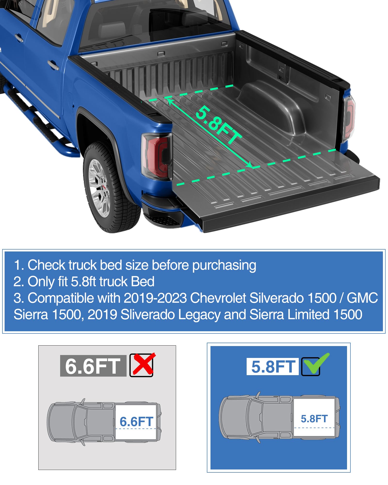 Garvee 5.8ft Quad Fold Soft Cover for 19-23 Silverado