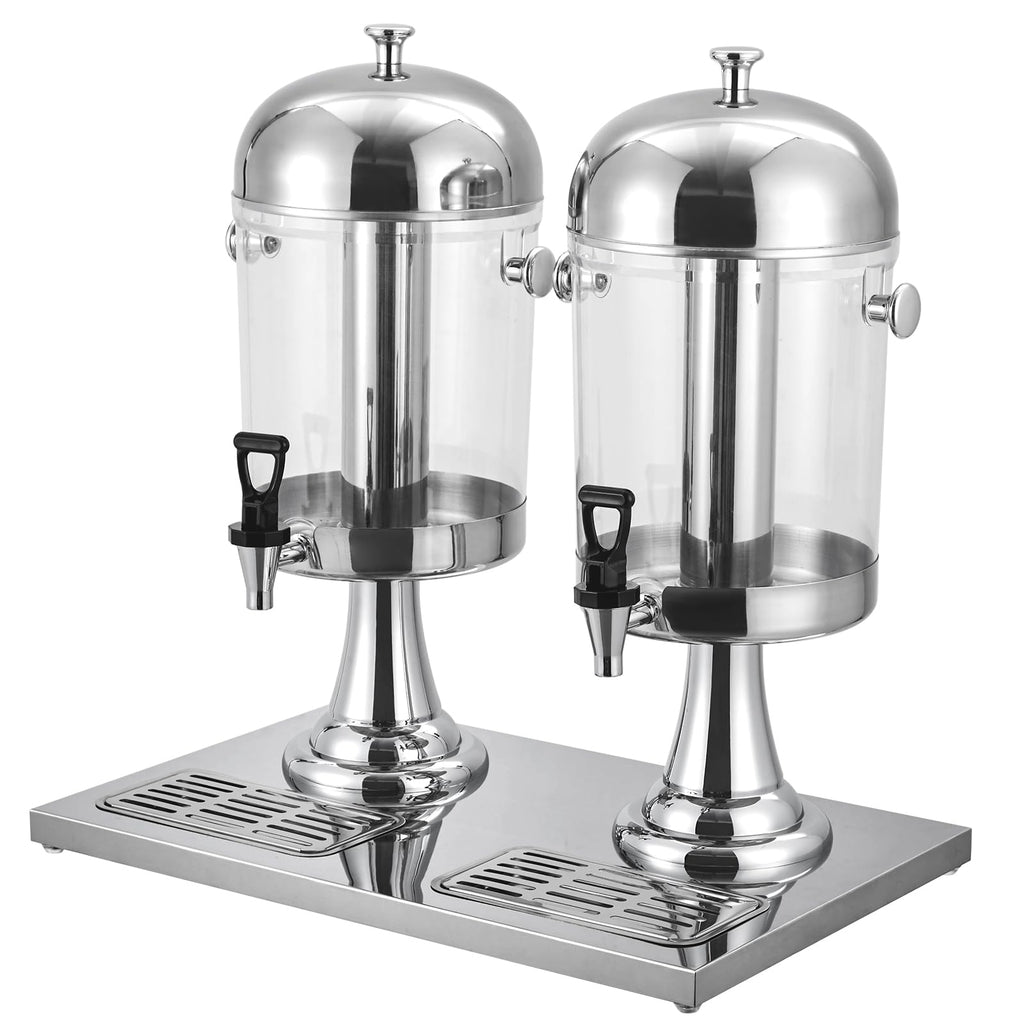 Garvee Beverage Dispenser With Stand, Drink Dispenser for Party, Stainless Steel Water Jar Dispenser with Ice Container, Spigot, Drink Jar Jug For Home Parties, Clear Acrylic, 4.2 Gal/16L