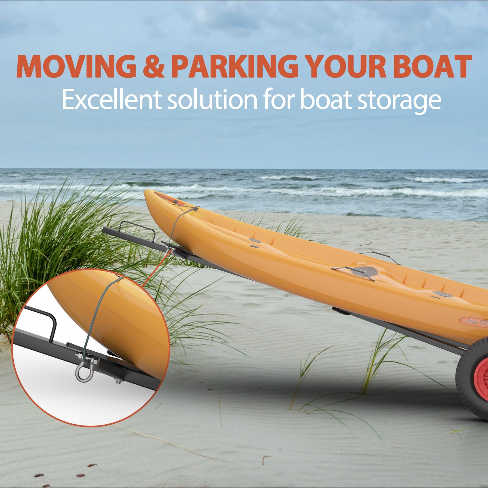 Garvee 420 Lbs Capacity Trailer Dolly, Carbon Steel Trailer Mover with 96"-116" Adjustable Length & 18" Solid Tires for Moving Boat Trailers/Utility/RV/Cargo Trailers