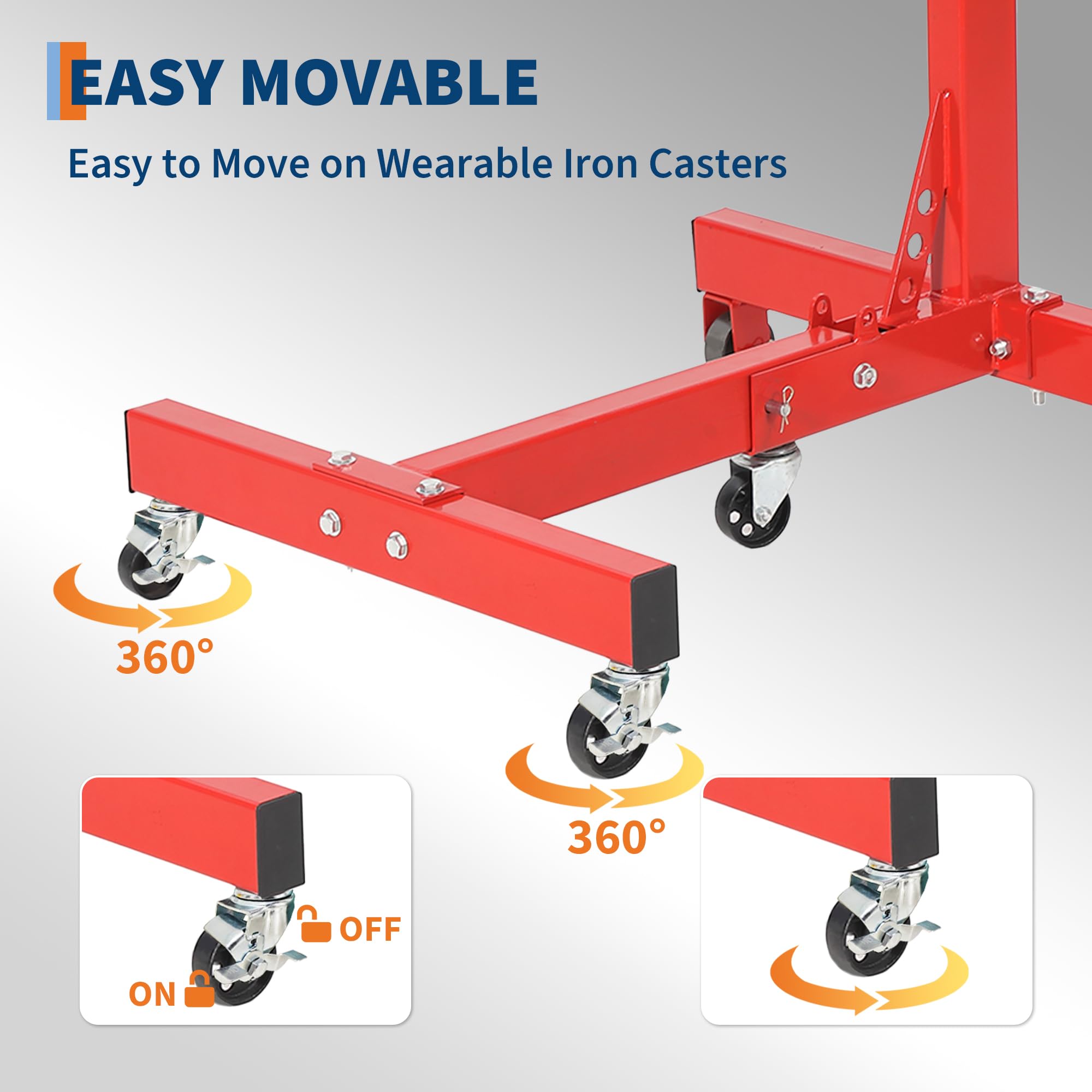Garvee Engine Stand 1500 LBS Rotating Motor Stand with 360° Rotating Head, Adjustable Arms, Casters for Vehicle Maintenance, Durable Steel, Black