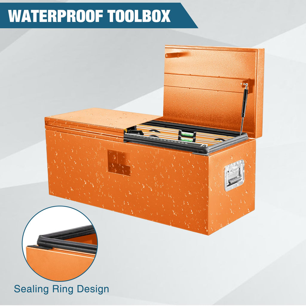 Garvee 30"x15"x15" Black Steel Truck Bed Tool Box, Trailer Tongue Storage Organizer Chest, for Truck Bed, RV, Trailer, Orange