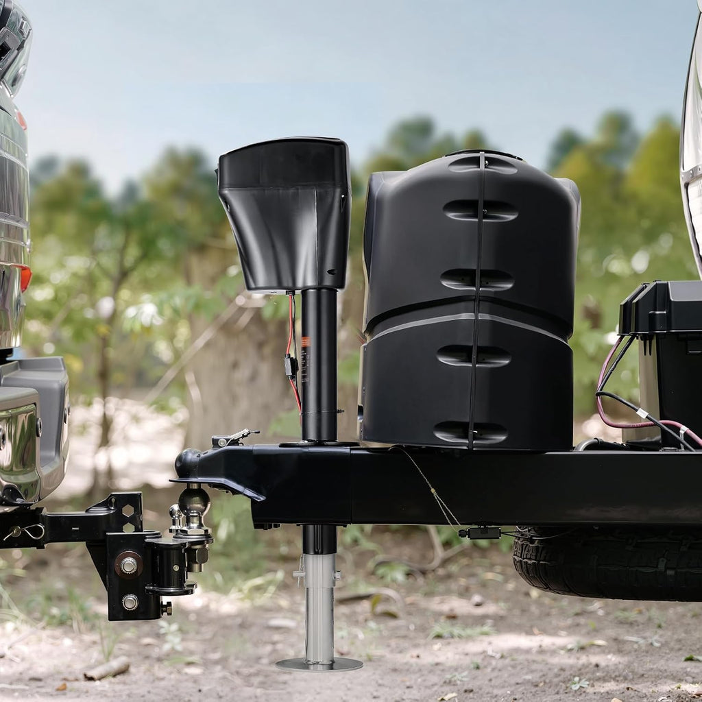 Garvee 3500 lbs RV Electric Power Tongue Jack - 12V DC with Adjustable Height 10"-34", Waterproof Cover and Wiring for Trailers, Horse Trailers, Utility Trailers, and Yachts, Black