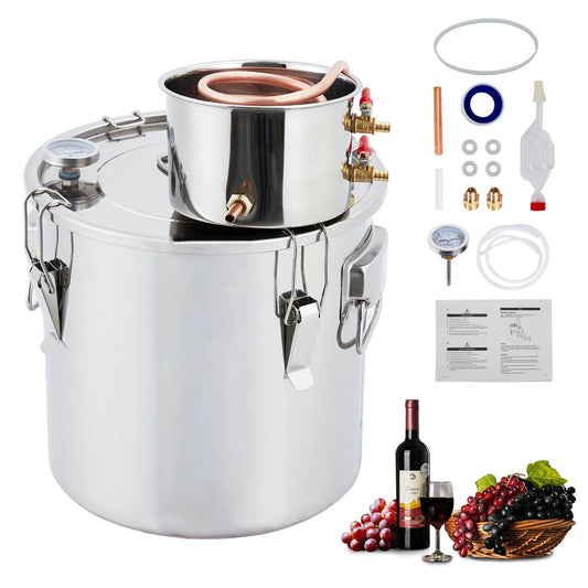 Garvee 5Gal(2 Pots) Alcohol Distiller, Stainless Steel Kit with Copper Tube for Home Brewing Whisky, Wine, Brandy