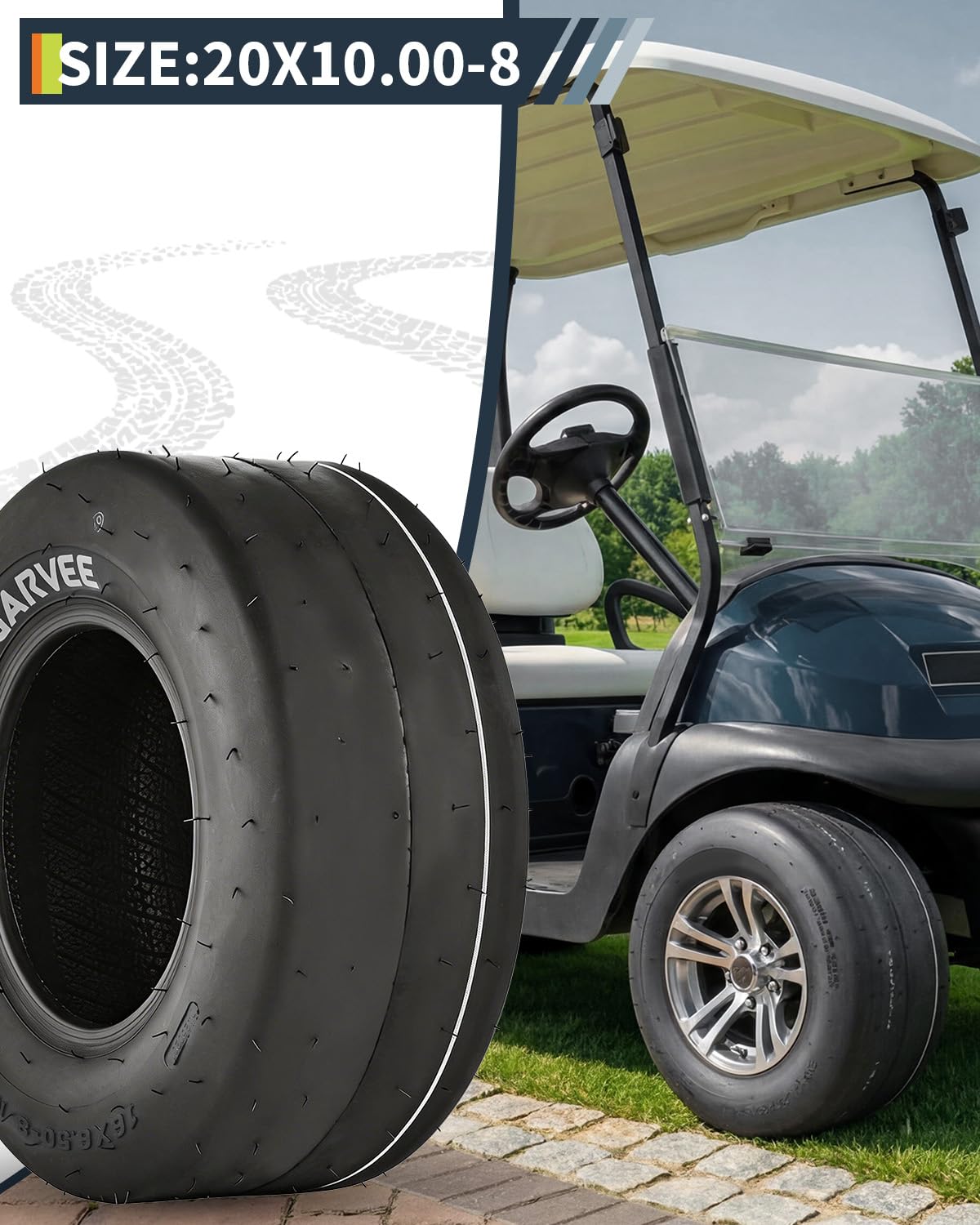 Garvee 2 Pack 16x6.50-8 Lawn Mower Tire, Smooth Pattern, Tubeless, 4PR, Turf Use, Black