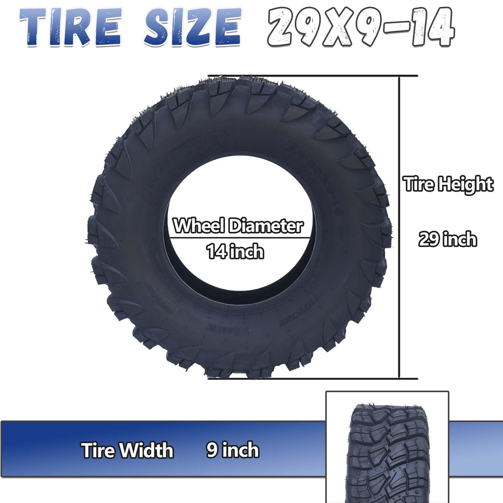 Garvee Set of 2 ATV Trail Tires 6PR Knobby Sport Tires, Tubeless - AT29x9-14-6PR TL VICTORY