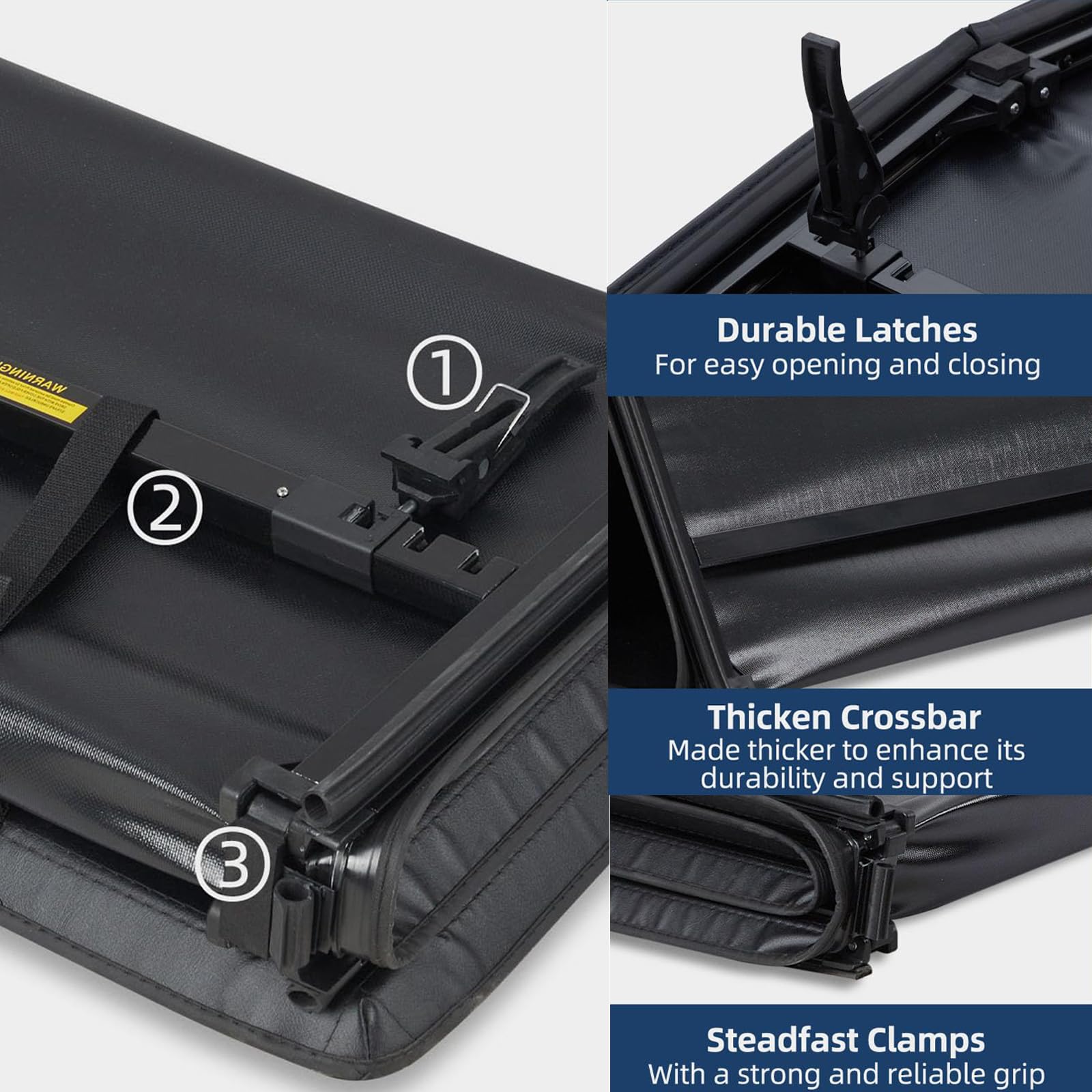 Garvee T3 Soft Trifold Truck Bed Tonneau Cover Compatible with 2004-2008 F150 (Incl. 2004 2005 2006 2007 2008 F-150 Excl. Lightning & 2004 Heritage) | 5.5'/ 67" Bed Without Ram Box | Black