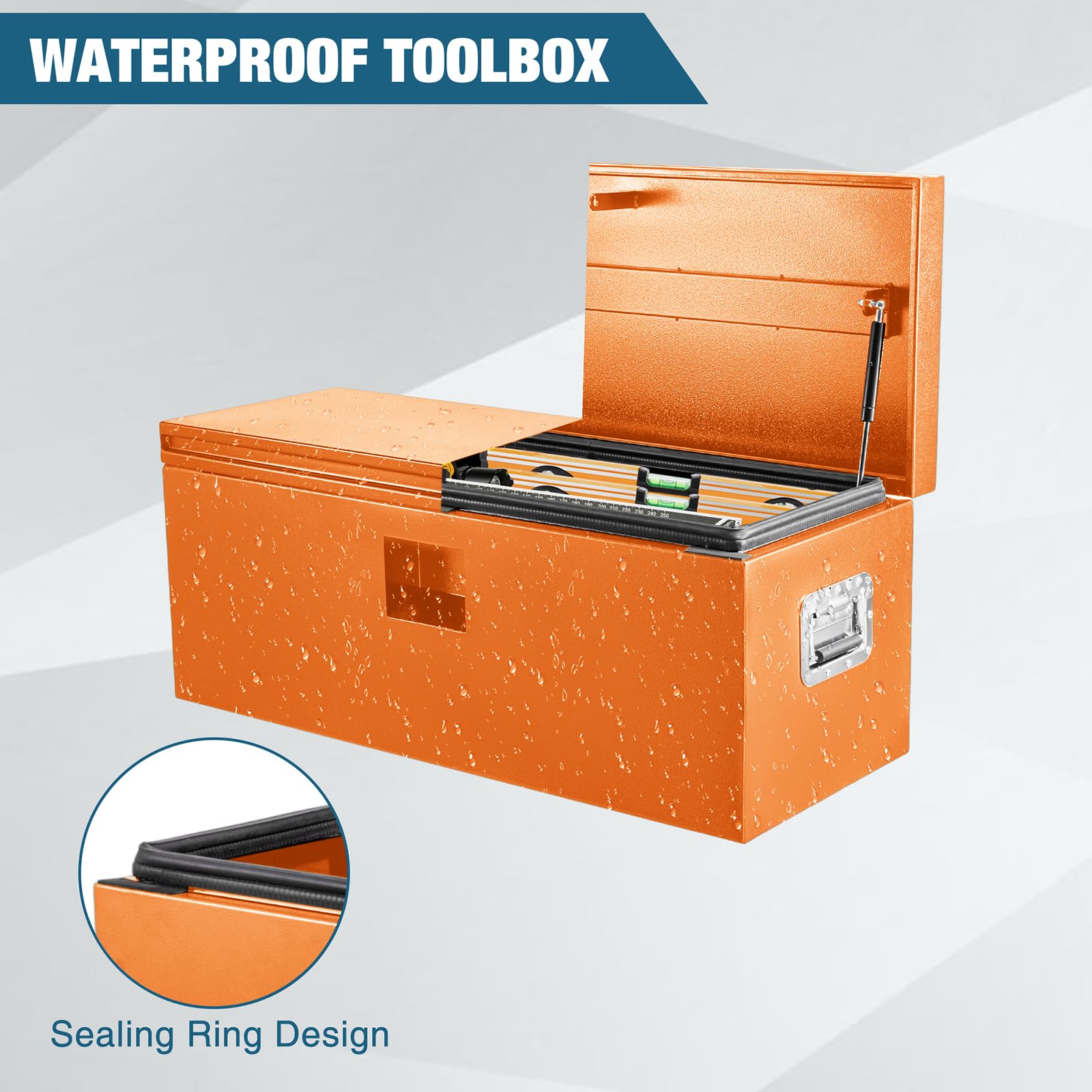 Garvee 36"x15"x15" Steel Truck Bed Tool Box, Trailer Tongue Storage Organizer Chest, for Truck Bed, RV, Trailer, Orange