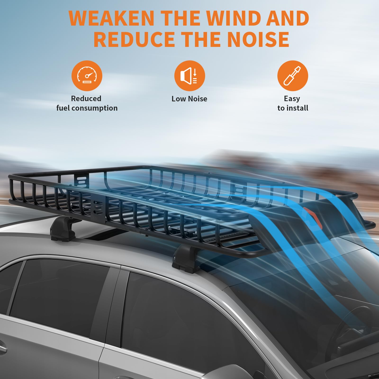 Garvee Roof Rack Cargo Carrier Basket Universal Rooftop 64''X39''X6'' Black with Cargo Net and Luggage Holder for Pick Up Trucks 200lbs Capacity