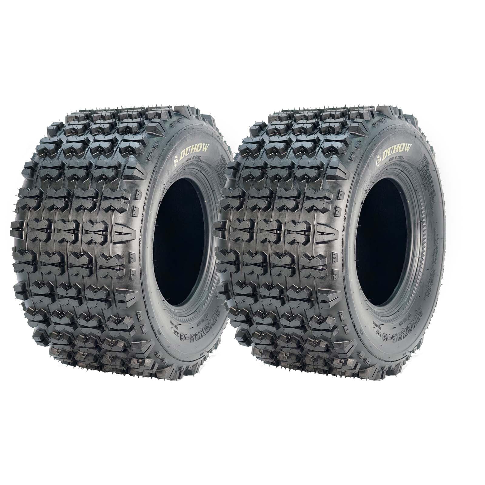 Garvee 18x9.5-8 Sport-Racing ATV Tires, 4 PR Tubeless Off-Road Tires, Knobby Tread, Durable Heavy-Duty, Mud Trail, Black, Set of 2