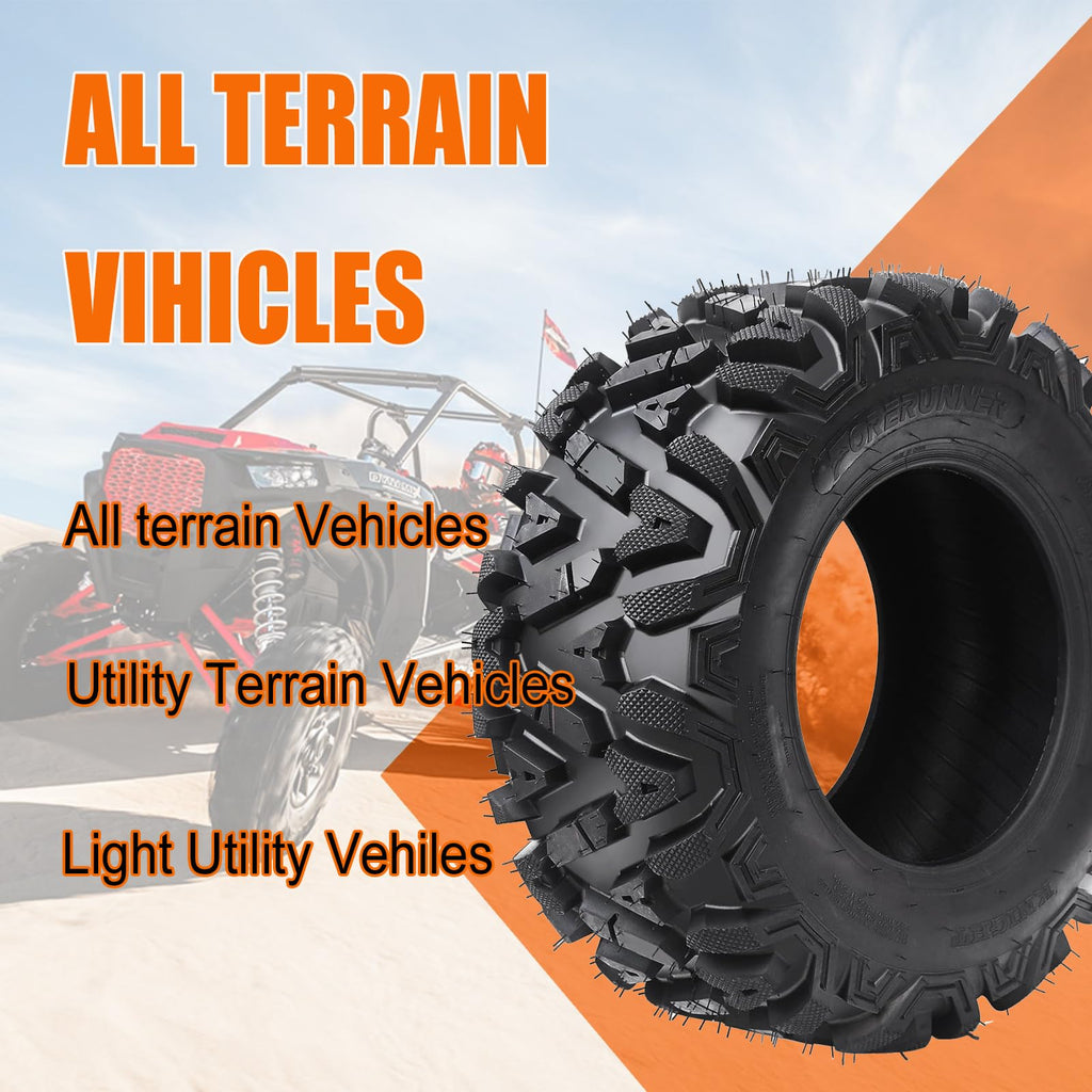 Garvee 25x8-12 6PR ATV Tires, 25x8x12 All Terrain ATV UTV Off-Road Tires(Set of 2, Tubeless)