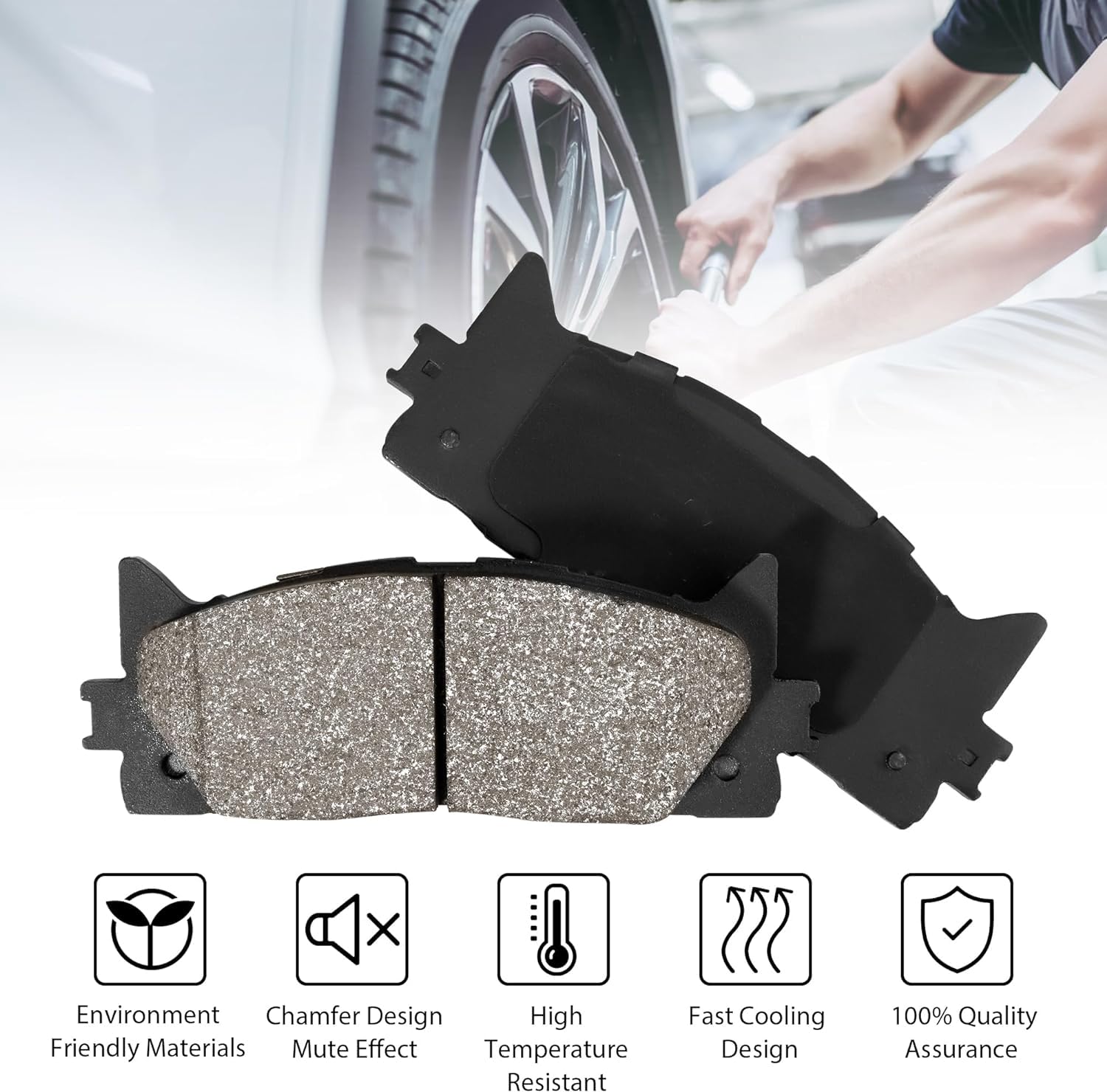 Garvee Premium Ceramic Disc Brake Pad Set Rear Compatible With AUDI A3 TT Volkswagen Golf R Rear 4 Pcs