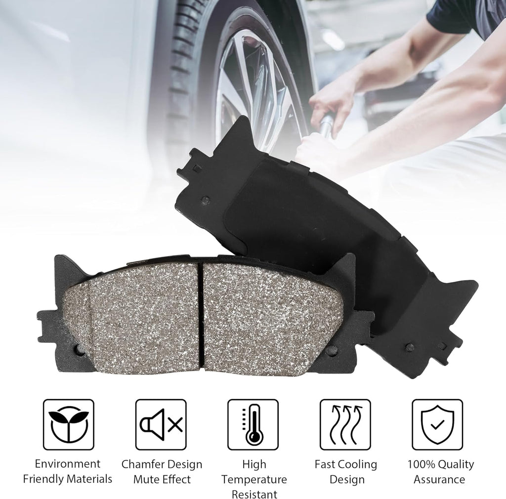 Garvee Front Brake Pads with Hardware 4 PCS Ceremic Brake Pads Set - 6S924 / Black