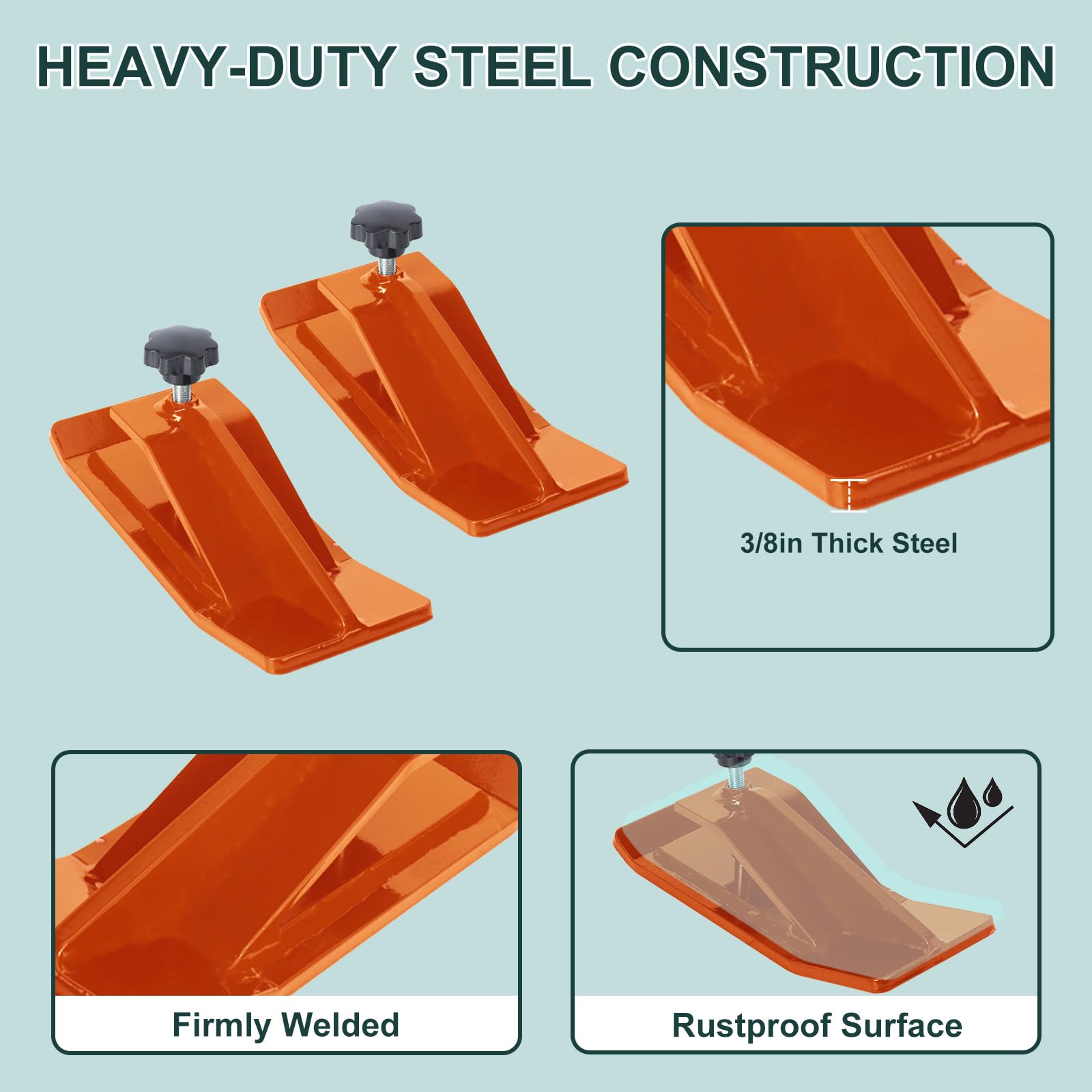 Garvee Tractor Bucket Protector, 2pcs Ski Edge Protector, Turf Tamer Skid Protector, Heavy Duty Steel Bucket Edge Anti-Skid Device, Bucket Attachment for Snow Leaves Removal Spreading Gravel