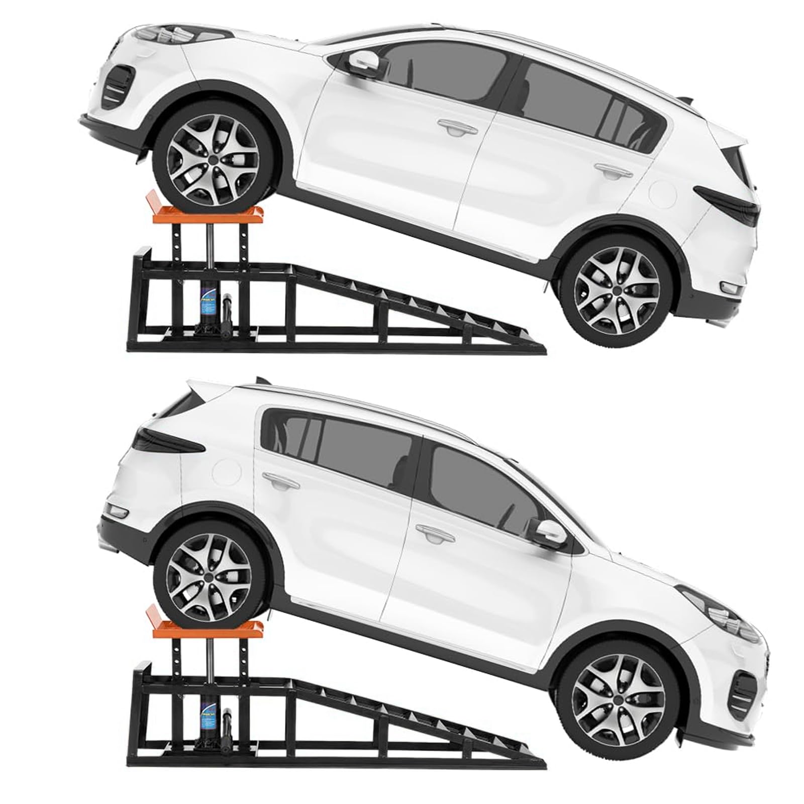 Garvee 5 Ton Hydraulic Car Ramps Heavy Duty Vehicle Lift With Reflective Strips For Night Use Adjustable Height 9.8"-15" Portable Auto Service Ramps Black