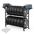 Garvee Tire Storage Rack Adjustable Rolling with Anti-Dust Cover for Garage Organization 57" x 18" x 55", Black