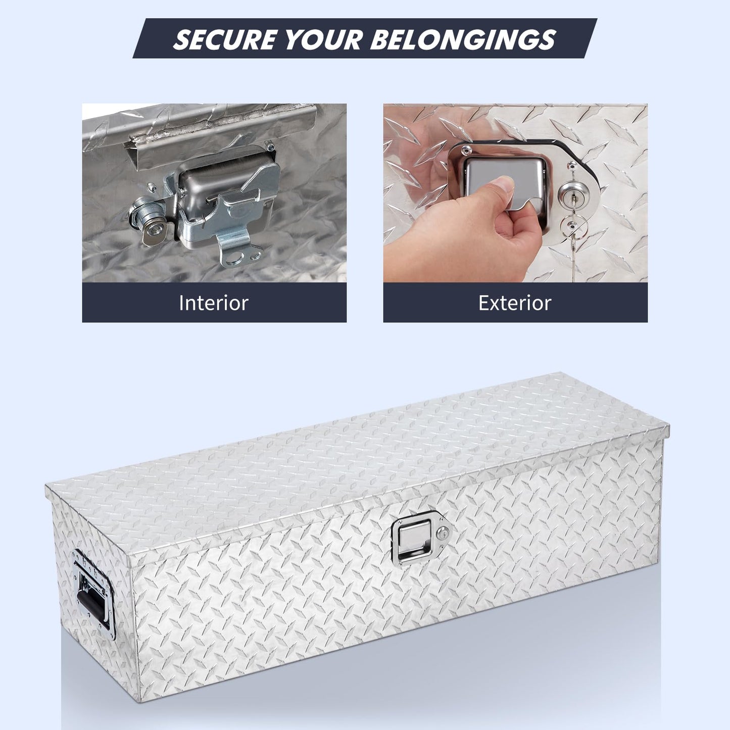 Garvee Aluminum Diamond Plate Tool Box 13x13x30 Inch, Heavy Duty Truck Toolbox with Sliding Shelf, Waterproof Truck Storage Organizer Chest for Pick Up Truck RV Trailer with Lock & Keys, Sliver