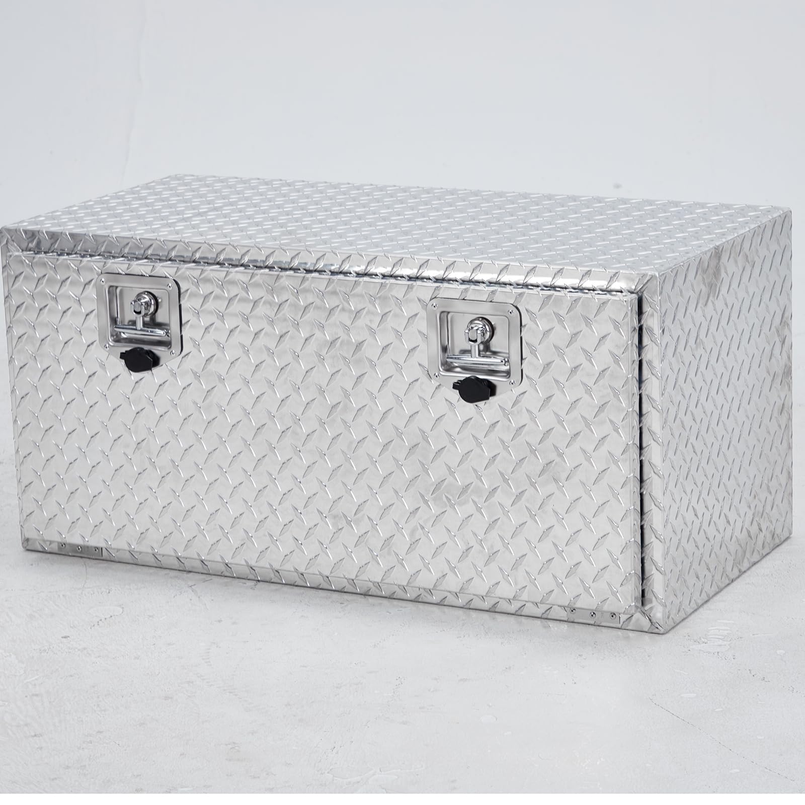 Garvee Aluminum Underbody Truck Box with T-Handle Latch, Waterproof Truck Storage Organizer Chest For Pick Up, RV Trailer, Durable Truck Side Tool Box with a Mesh Pocket-Silver