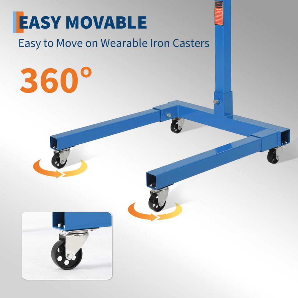Garvee Engine Stand 1300 LBS Rotating Motor Stand with 360° Rotating Head, Adjustable Arms, Casters for Vehicle Maintenance, Auto Repair, Steel, Black