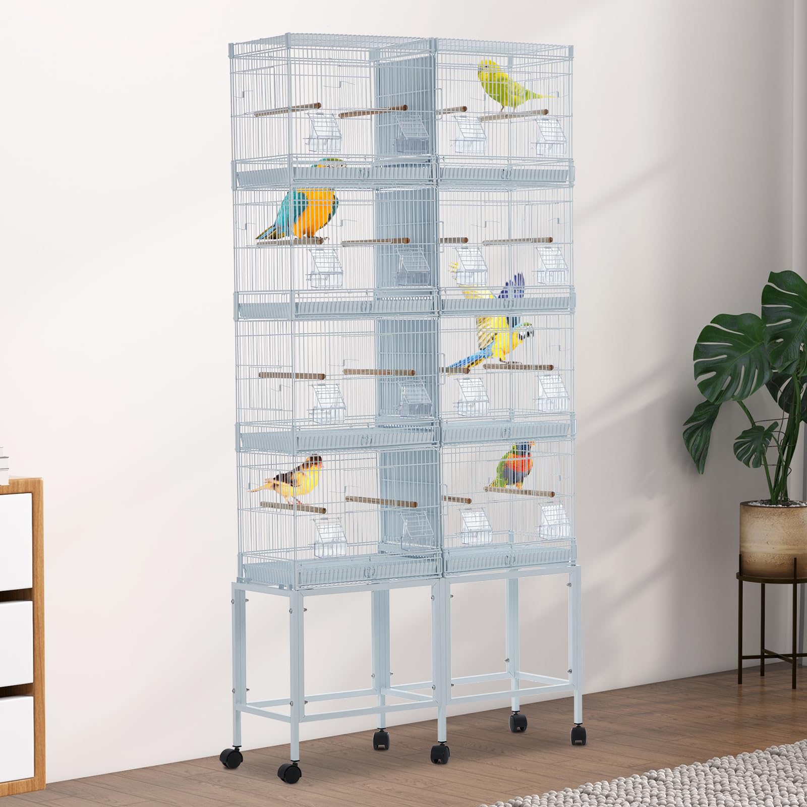 Garvee Extra Large Metal Bird Cage for Mid-Sized Parrots Cockatiels Conures Parakeets Lovebirds Budgie Finch, White, W33.5 x D11 x H67
