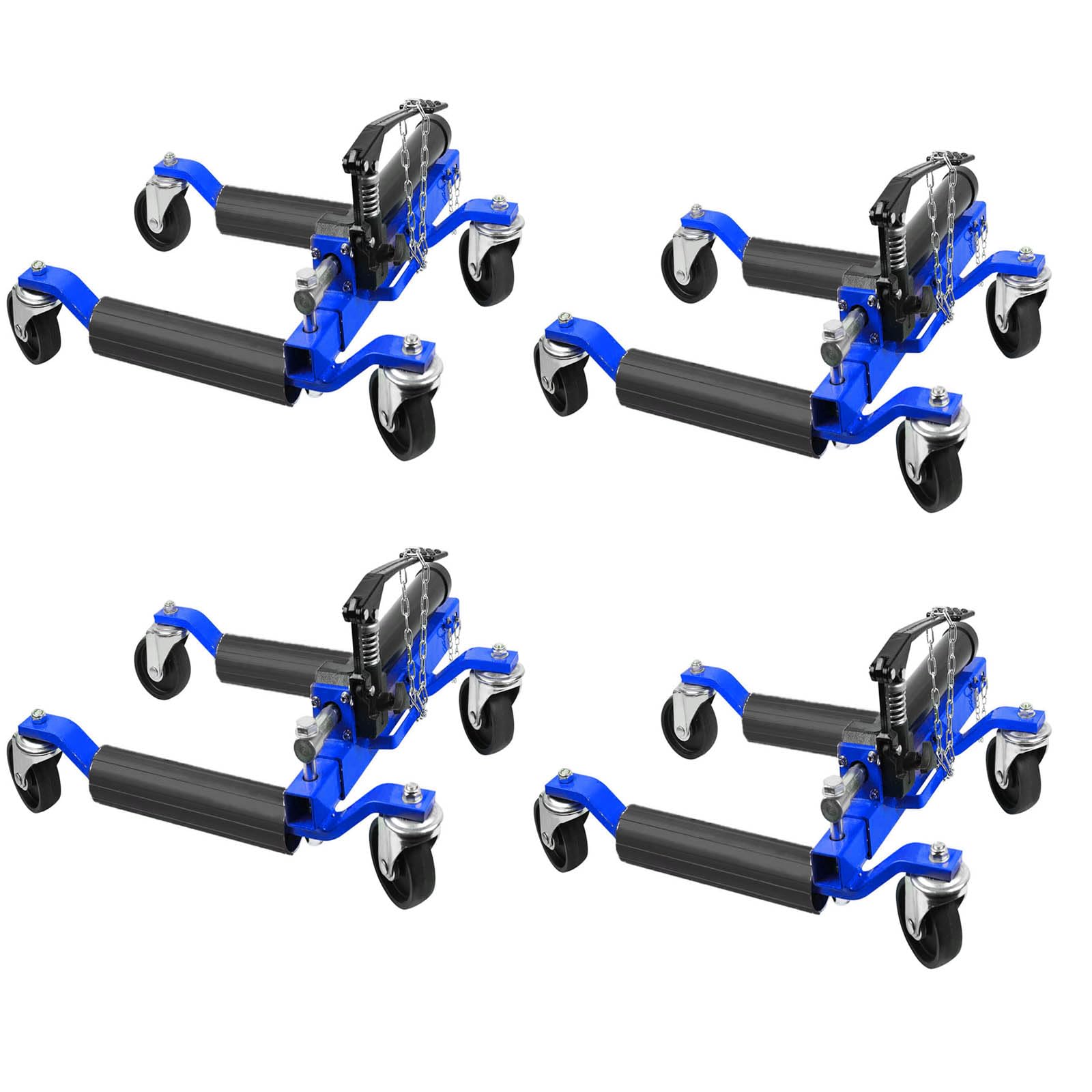 Garvee 4Pcs Car Wheel Dolly With Hydraulic Tire Jack For Vehicle Positioning, 1500LBS Capacity, Blue, Fits Up To 12 Inch Wheels