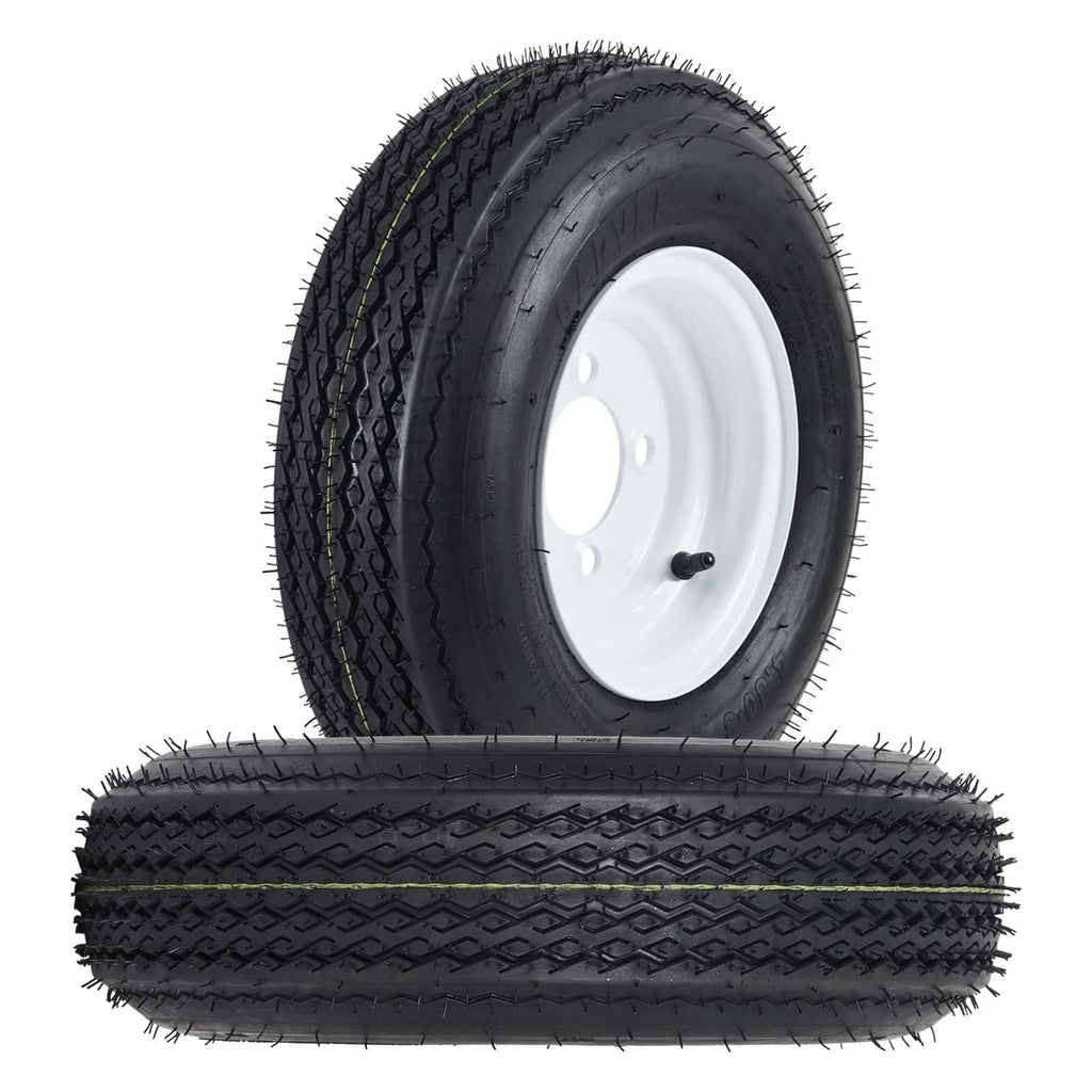 Garvee 4.80-8 Trailer Tire and Wheel Assembly, Heavy-Duty Load Range C 6PR, 8 Inch White Modular Wheel for Utility Boat Camper Trailers, Set of 2