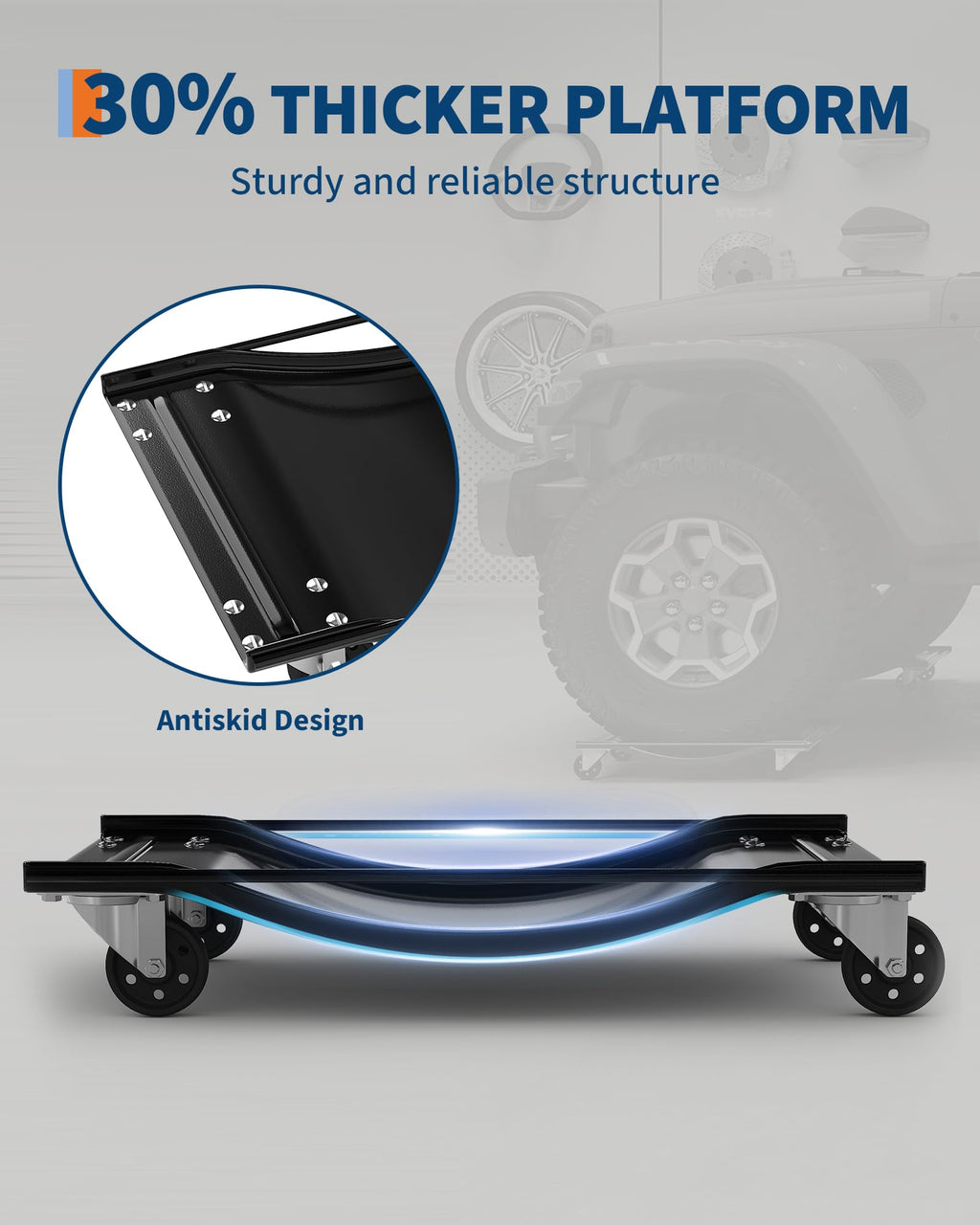 Garvee Car Dolly Set of 2, Heavy Duty Wheel Dollies 5000 lbs Capacity, 23.8"x14.4", for Moving Cars & Trucks, Black