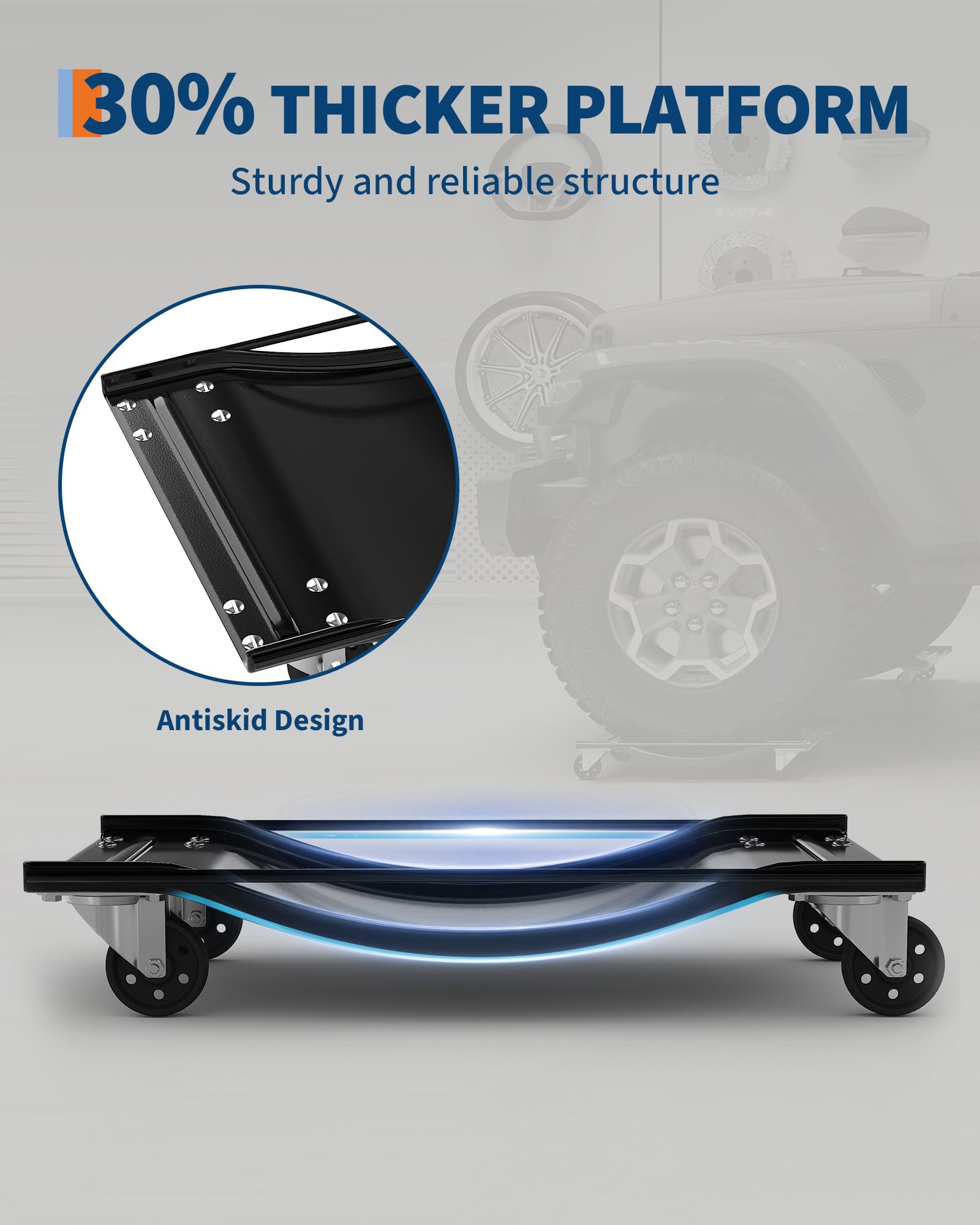 Garvee Car Dolly Set of 2, Heavy Duty Wheel Dollies 5000 lbs Capacity, 23.8"x14.4", for Moving Cars & Trucks, Black