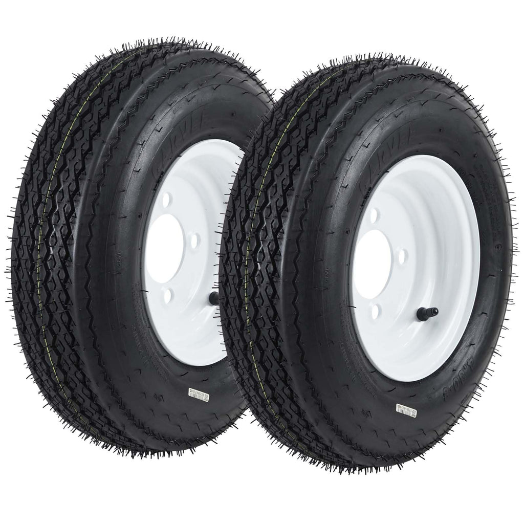Garvee 4.80-8 Trailer Tire and Wheel Assembly, Heavy-Duty Load Range C 6PR, 8 Inch White Modular Wheel for Utility Boat Camper Trailers, Set of 2