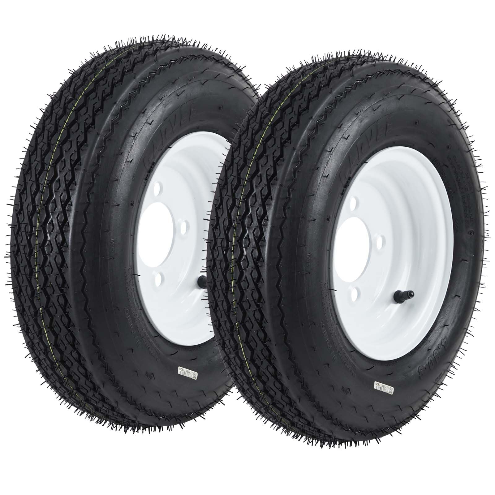 Garvee 4.80-8 Trailer Tire and Wheel Assembly, Heavy-Duty Load Range C 6PR, 8 Inch White Modular Wheel for Utility Boat Camper Trailers, Set of 2